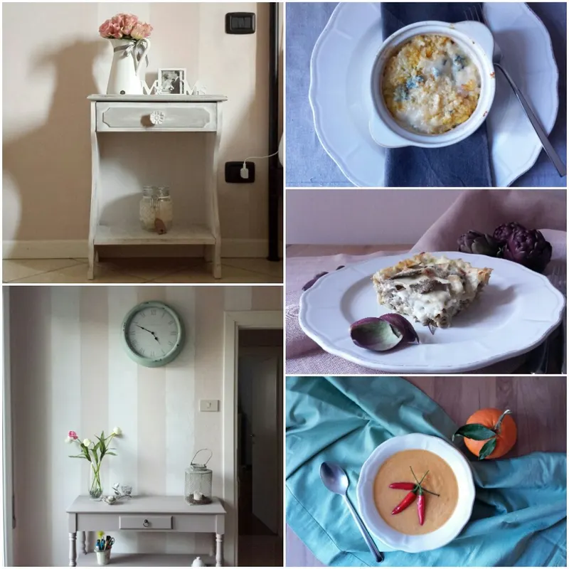 Collage di foto dei lavori in corso fra casa e cucina